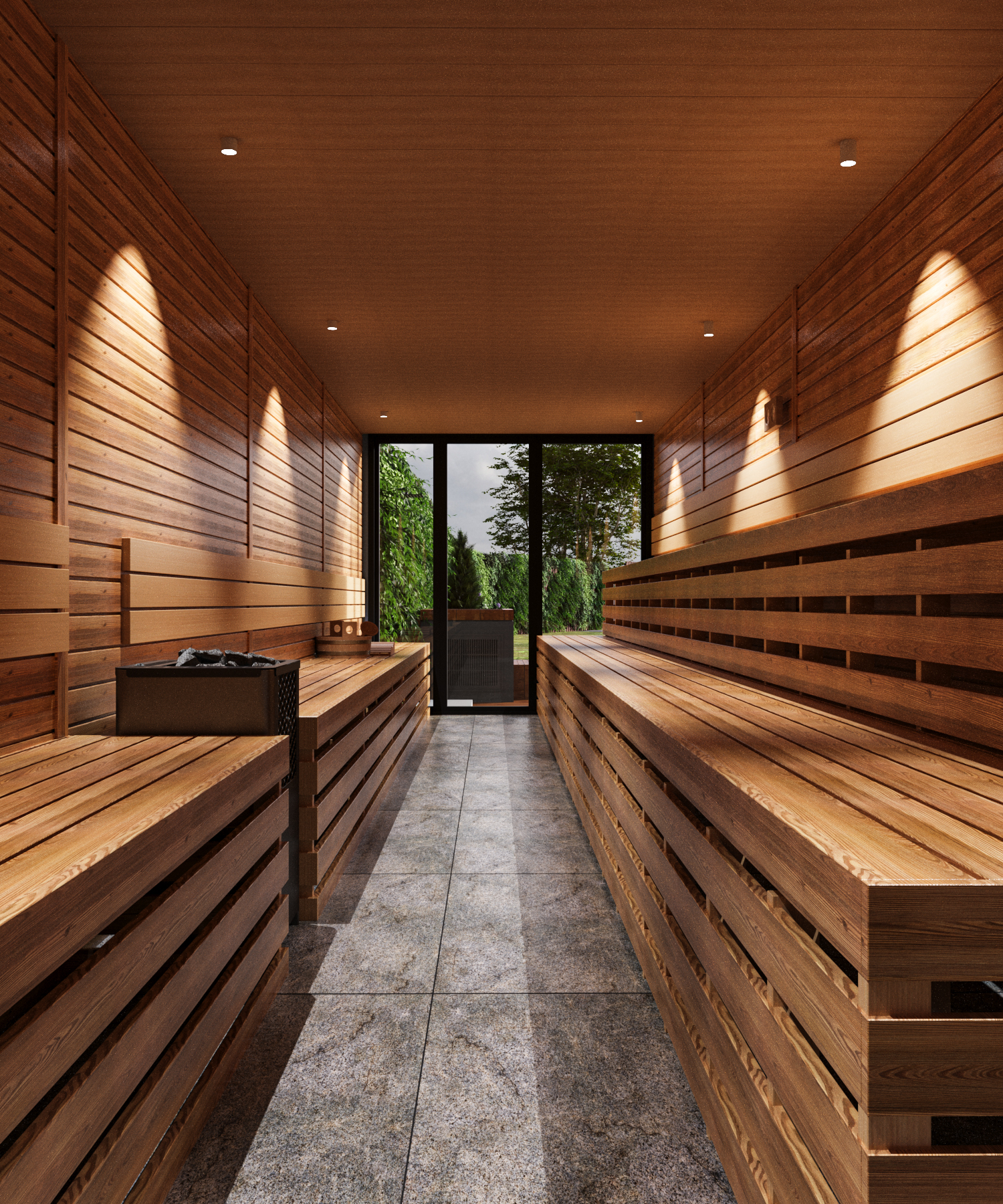 Burner Club sauna interiør